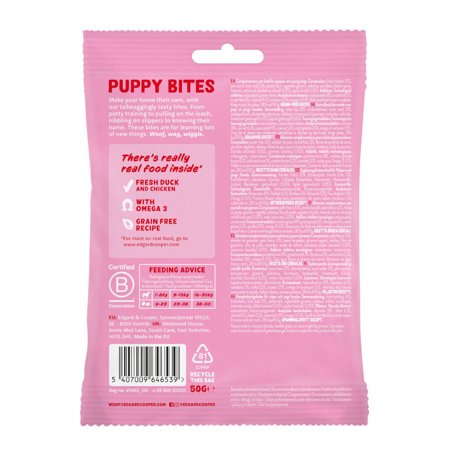 50 g Edgard & Cooper Bocaditos Mini Puppy de Pato y Pollo para perros, , large Imagen numero 6